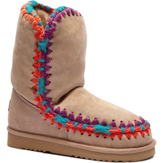 MOU Skórzane śniegowce Eskimo overstitching | z dodatkiem wełny ze sklepu Gomez Fashion Store w kategorii Śniegowce damskie - zdjęcie 185378578