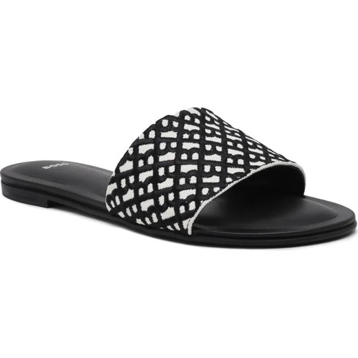 BOSS BLACK Klapki Millie_Slide_CVEB | z dodatkiem skóry ze sklepu Gomez Fashion Store w kategorii Klapki damskie - zdjęcie 185378699