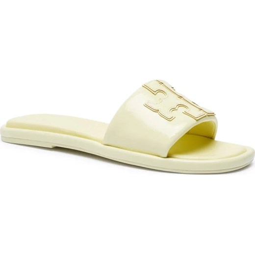 TORY BURCH Skórzane klapki DOUBLE T ze sklepu Gomez Fashion Store w kategorii Klapki damskie - zdjęcie 185378817
