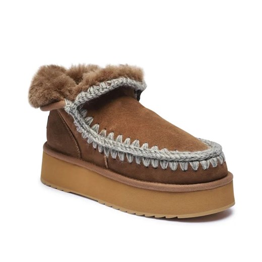 MOU Skórzane śniegowce Mini Eskimo Platform | z dodatkiem wełny ze sklepu Gomez Fashion Store w kategorii Śniegowce damskie - zdjęcie 185378829