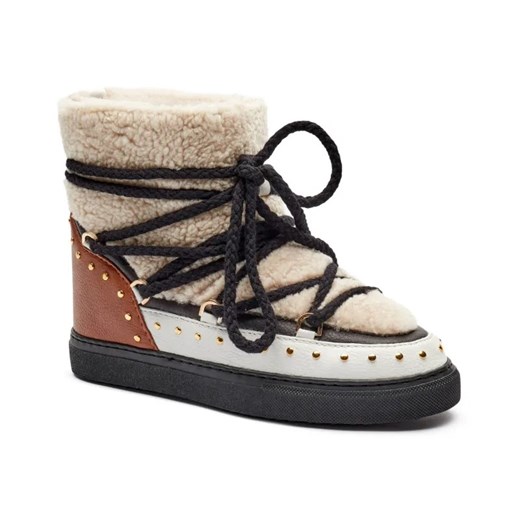 INUIKII Skórzane śniegowce CURLY ROCK WEDGE | z dodatkiem wełny ze sklepu Gomez Fashion Store w kategorii Śniegowce damskie - zdjęcie 185378987