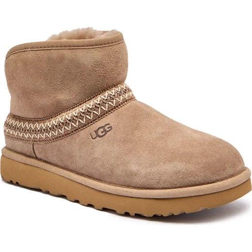 UGG Skórzane śniegowce CLASSIC MINI CRESCENT | z dodatkiem wełny ze sklepu Gomez Fashion Store w kategorii Śniegowce damskie - zdjęcie 185379216