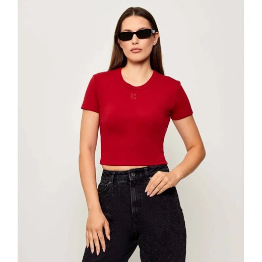 HUGO T-shirt Delanor | Cropped Fit ze sklepu Gomez Fashion Store w kategorii Bluzki damskie - zdjęcie 185379397