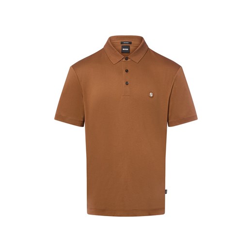 BOSS Męska koszulka polo - Parris Mężczyźni Bawełna brązowy jednolity ze sklepu vangraaf w kategorii T-shirty męskie - zdjęcie 185384685