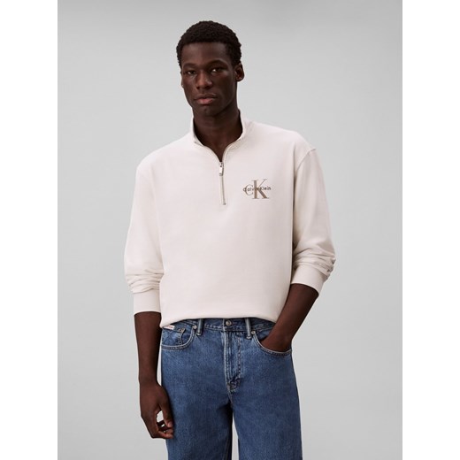 Calvin Klein Jeans Bluza męska Mężczyźni Bawełna écru jednolity ze sklepu vangraaf w kategorii Bluzy męskie - zdjęcie 185384696
