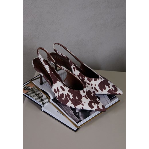 Brązowe Czółenka Sandały Slingback Vices w Krowie Łaty na Obcasie Typu Szpilka Tilionea ze sklepu renee.pl w kategorii Czółenka - zdjęcie 185384809