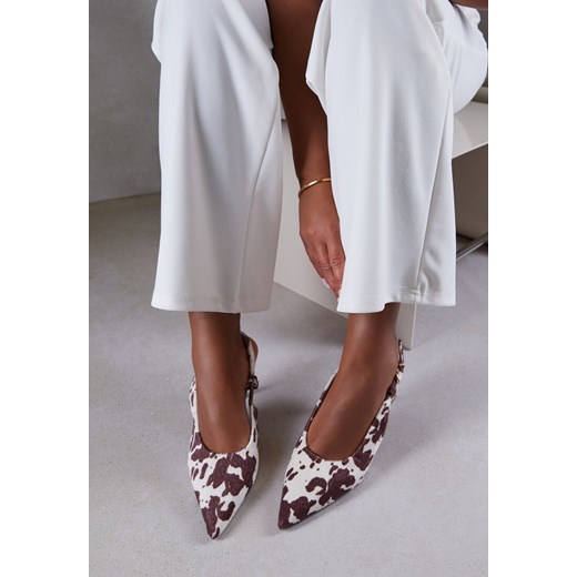 Brązowe Sandały Vices w Krowie Łaty na Szpilce Slingback Raleira ze sklepu renee.pl w kategorii Czółenka - zdjęcie 185384817