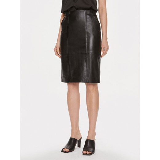 Boss Spódnica skórzana Seleni 50505502 Czarny Slim Fit ze sklepu MODIVO w kategorii Spódnice - zdjęcie 185384937