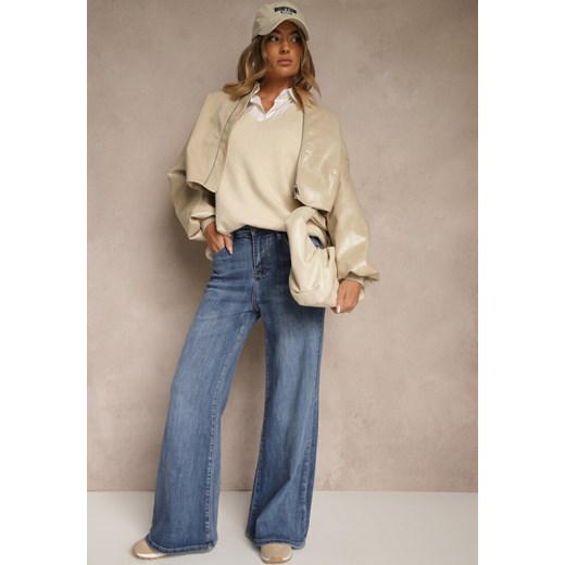 Niebieskie Jeansy High Waist z Szeroką Nogawką Elzaria ze sklepu renee.pl w kategorii Jeansy damskie - zdjęcie 185386056