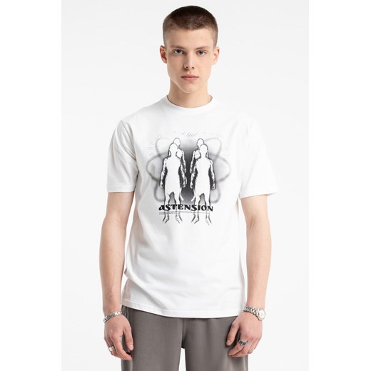 Biały t-shirt z autorską grafiką z przodu, rozmiar - 146, kolor - biały ze sklepu REPORTER w kategorii T-shirty chłopięce - zdjęcie 185389009