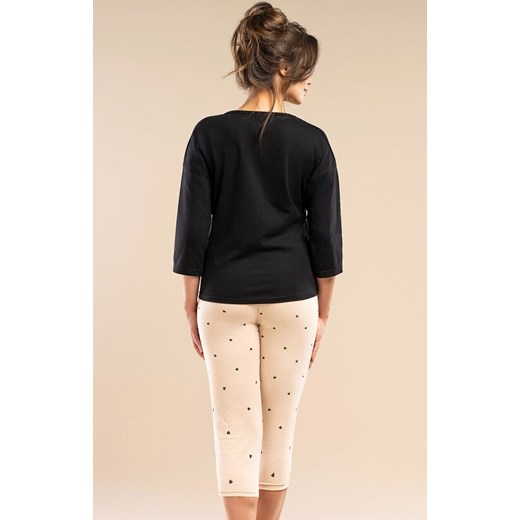 Bawełniana piżama damska 7/8 MK30 Night Song, Kolor czarno-beżowy, Rozmiar M, BELLE REVERIE ze sklepu Primodo w kategorii Piżamy damskie - zdjęcie 185389756