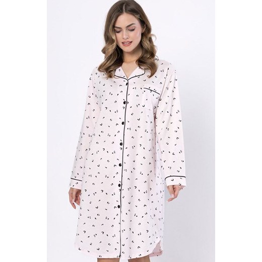 Rozpinana koszula nocna Angela 1619, Kolor jasnoróżowy-wzór, Rozmiar M, Leveza ze sklepu Primodo w kategorii Koszule nocne - zdjęcie 185389818