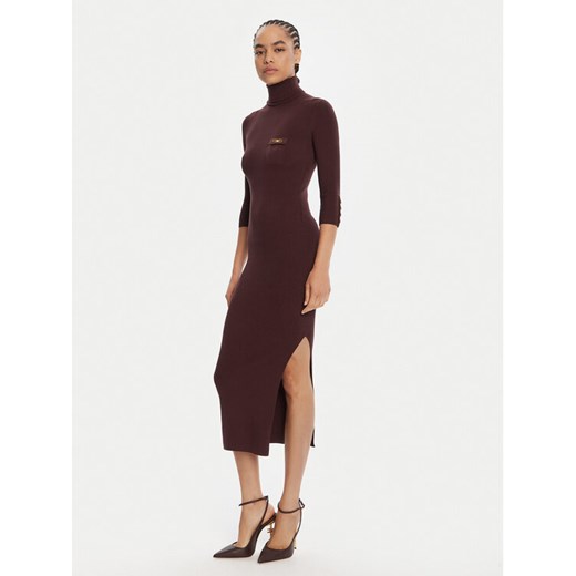 Elisabetta Franchi Sukienka dzianinowa AM-23B-56E2-V390 Bordowy Slim Fit ze sklepu MODIVO w kategorii Sukienki - zdjęcie 185391339