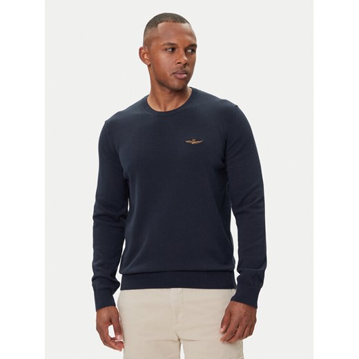 Aeronautica Militare Sweter 252MA1611UL00506 Granatowy Regular Fit ze sklepu MODIVO w kategorii Swetry męskie - zdjęcie 185391345