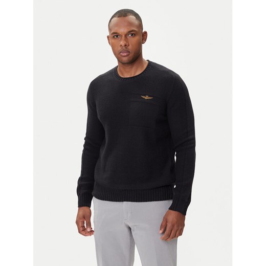 Aeronautica Militare Sweter 252MA1586UL00904 Czarny Regular Fit ze sklepu MODIVO w kategorii Swetry męskie - zdjęcie 185391375