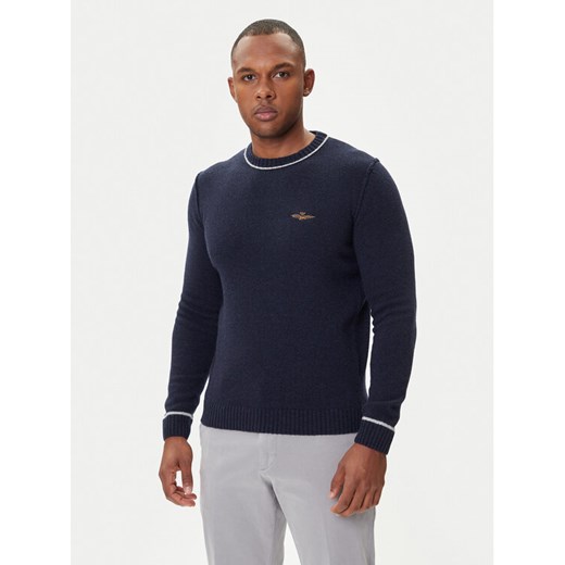 Aeronautica Militare Sweter 252MA1608UL00924 Granatowy Regular Fit ze sklepu MODIVO w kategorii Swetry męskie - zdjęcie 185391388