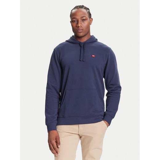 Wrangler Bluza Sign Off 112350542 Granatowy Regular Fit ze sklepu MODIVO w kategorii Bluzy męskie - zdjęcie 185391398