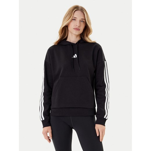 adidas Bluza Essentials 3-Stripes JX2538 Czarny Regular Fit ze sklepu MODIVO w kategorii Bluzy damskie - zdjęcie 185391415