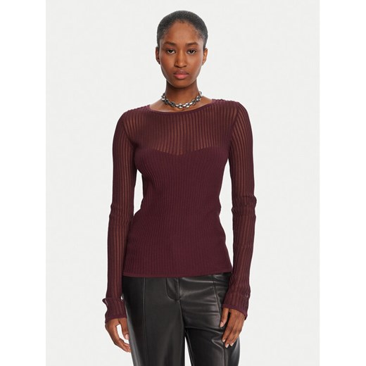 Patrizia Pepe Sweter 8K0305/K143-M536 Bordowy Regular Fit ze sklepu MODIVO w kategorii Swetry damskie - zdjęcie 185391518