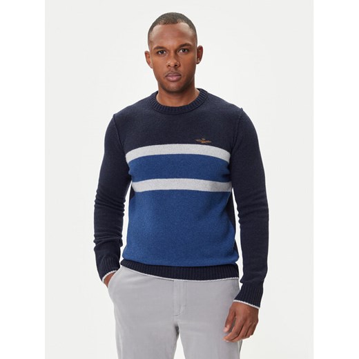 Aeronautica Militare Sweter 252MA1609UL00924 Granatowy Regular Fit ze sklepu MODIVO w kategorii Swetry męskie - zdjęcie 185391547