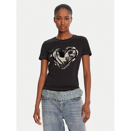 Desigual T-Shirt Letter Core 25WWTK04 Czarny Regular Fit ze sklepu MODIVO w kategorii Bluzki damskie - zdjęcie 185391568