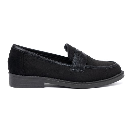 Shelvt Czarne zamszowe loafersy ze sklepu ButyModne.pl w kategorii Mokasyny damskie - zdjęcie 185393569