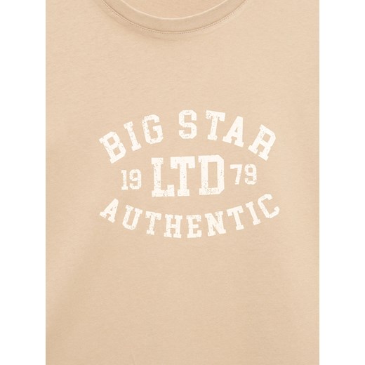 Koszulka męska z nadrukiem beżowa Teller 804 ze sklepu Big Star w kategorii T-shirty męskie - zdjęcie 185395157