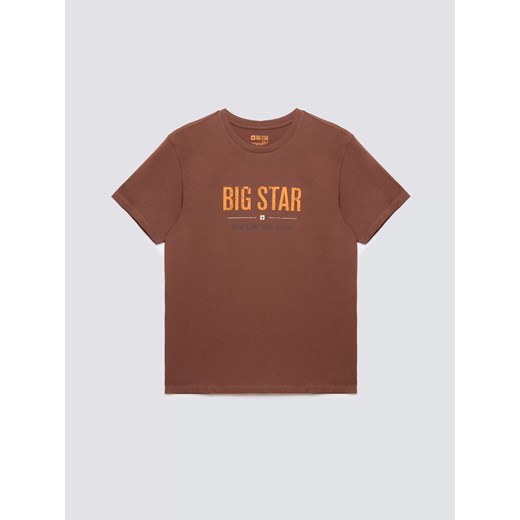 Koszulka męska o klasycznym kroju brązowa Bruno 804 ze sklepu Big Star w kategorii T-shirty męskie - zdjęcie 185395168