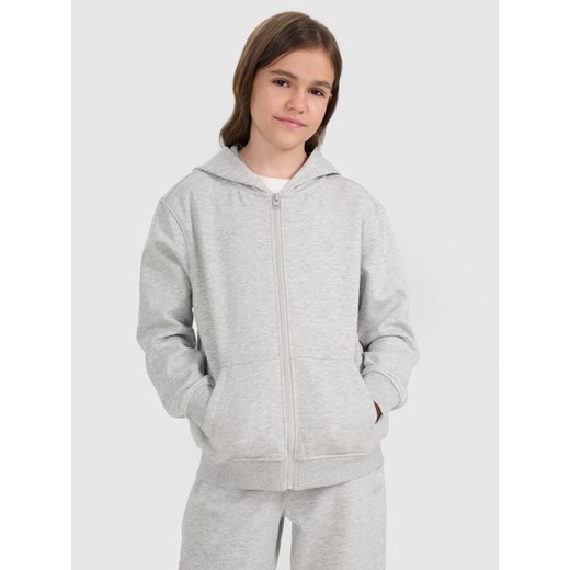 Dziewczęca bluza rozpinana z kapturem 4F 4FJRMM00TSWSF2464 - szary ze sklepu Sportstylestory.com w kategorii Bluzy dziewczęce - zdjęcie 185395559