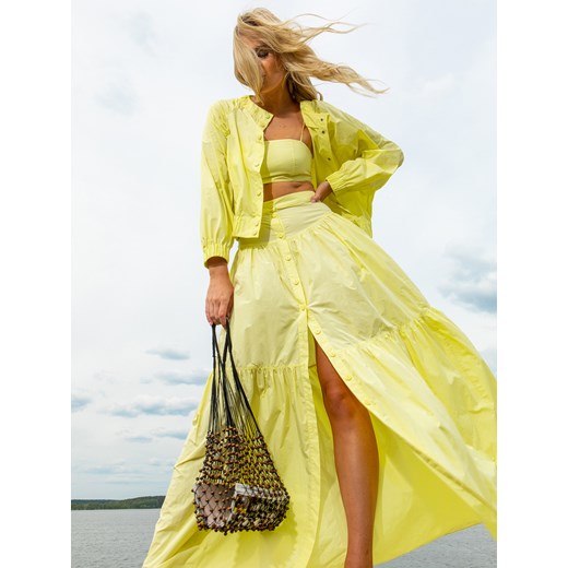Spódnica maxi z wiskozy w kolorze cytrynowym EyeForFashion ze sklepu Eye For Fashion w kategorii Spódnice - zdjęcie 185396067