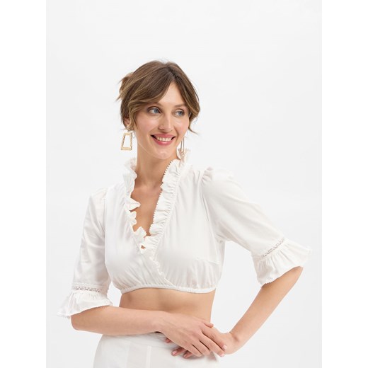 Krüger Dirndl Damska bluzka dirndl Kobiety Bawełna écru jednolity ze sklepu vangraaf w kategorii Bluzki damskie - zdjęcie 185396077