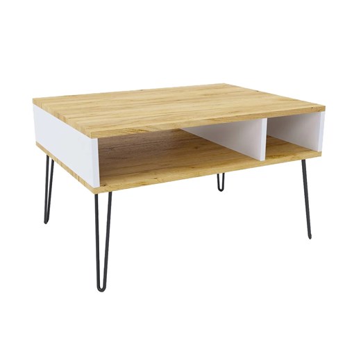 Stolik kawowy w stylu loft dąb craft + biały - Zorina 8X ze sklepu Edinos.pl w kategorii Stoły - zdjęcie 185400628