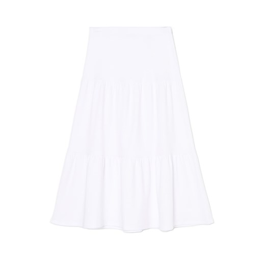 Cropp - Bawełniana spódnica midi z falbanami - biały ze sklepu Cropp w kategorii Spódnice - zdjęcie 185402138