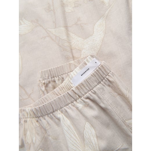 Reserved - Wzorzysta dwuczęściowa piżama - beżowy Reserved XL Reserved