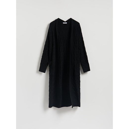 Reserved - Długi kardigan z wiskozą - czarny Reserved M Reserved