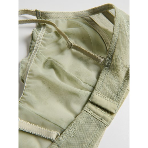 Reserved - Miękki biustonosz z haftem - jasnozielony Reserved M Reserved