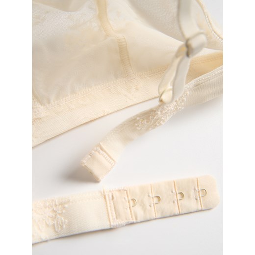 Reserved - Siateczkowy biustonosz z haftem - złamana biel Reserved M Reserved