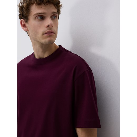 Reserved - T-shirt boxy z merceryzowanej bawełny - brązowy ze sklepu Reserved w kategorii T-shirty męskie - zdjęcie 185405476