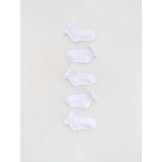 Reserved - Bawełniane skarpetki z falbanką 5 pack - biały ze sklepu Reserved w kategorii Skarpetki dziecięce - zdjęcie 185405498
