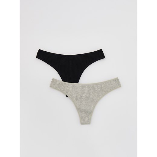 Reserved - Majtki typu stringi 2 pack - czarny Reserved XS Reserved