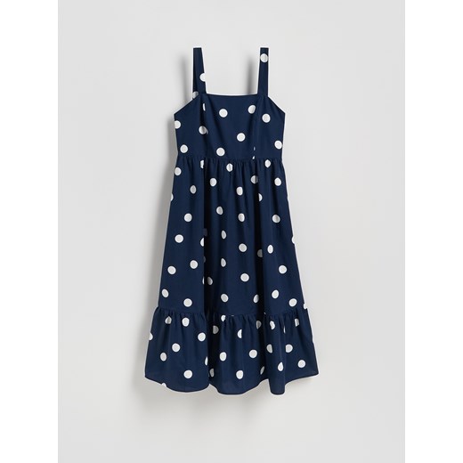 Reserved - Bawełniana sukienka - granatowy ze sklepu Reserved w kategorii Sukienki - zdjęcie 185405878