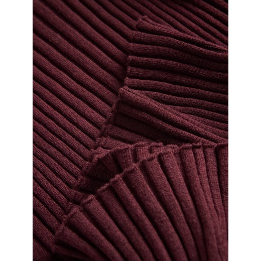 Reserved - Top z prążkowanej dzianiny - mahoniowy Reserved S Reserved