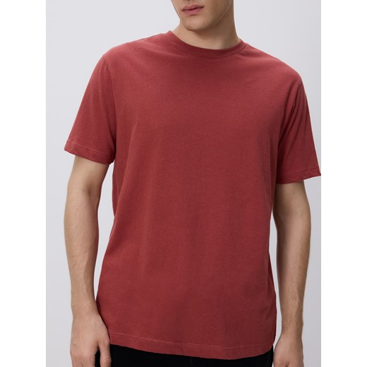 Reserved - T-shirt regular fit z lnem - czerwony ze sklepu Reserved w kategorii T-shirty męskie - zdjęcie 185408346