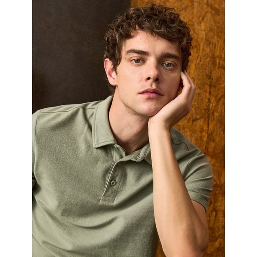 Sinsay - Bawełniana koszulka polo basic - niebieski Sinsay 3XL Sinsay