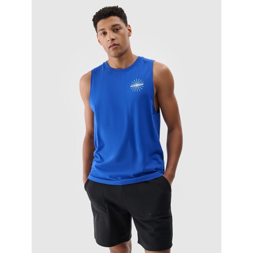Męski top z nadrukiem 4F 4FRSS24TSLEM212 - niebieski ze sklepu Sportstylestory.com w kategorii T-shirty męskie - zdjęcie 185410586