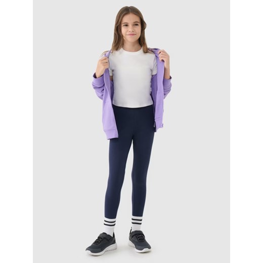 Dziewczęce legginsy dzianinowe 4F 4FJWMM00TTIGF220-20S - granatowe ze sklepu Sportstylestory.com w kategorii Spodnie dziewczęce - zdjęcie 185410595