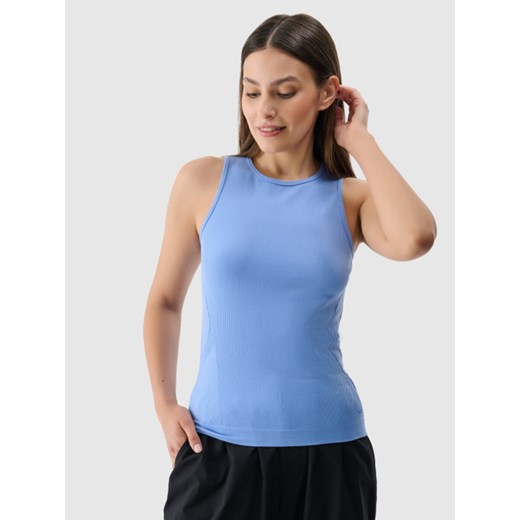 Damski top basic 4F 4FRSS24TSLEF134 - niebieski ze sklepu Sportstylestory.com w kategorii Bluzki damskie - zdjęcie 185410606