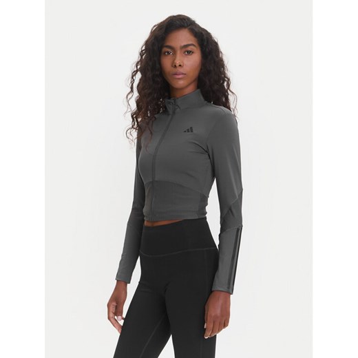 adidas Koszulka techniczna Hyperglam JN2656 Szary Slim Fit ze sklepu MODIVO w kategorii Bluzki damskie - zdjęcie 185411807