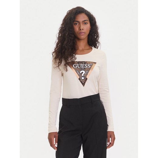 Guess Bluzka W5BI75 J1314 Beżowy Regular Fit ze sklepu MODIVO w kategorii Bluzki damskie - zdjęcie 185411907