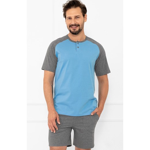 Krótka piżama męska niebiesko-szara Aleksander, Kolor niebiesko-szary, Rozmiar M, Italian Fashion ze sklepu Primodo w kategorii Piżamy męskie - zdjęcie 185412856